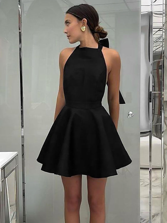 French Sleeveless Halter Neck Dress